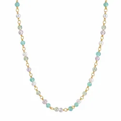 multifärgat halsband i förgyllt silver - Loom Stones
