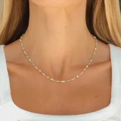 multifärgat halsband i förgyllt silver - Loom Stones