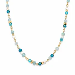 blå kristal halsband i förgyllt silver - Loom Stones