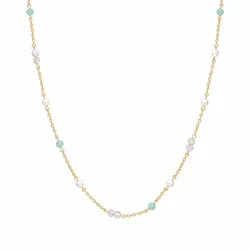 multifärgat halsband i förgyllt silver - Loom Stones