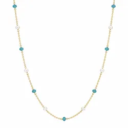 blå halsband i förgyllt silver - Loom Stones