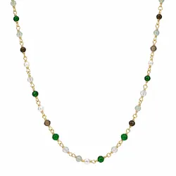 grön halsband i förgyllt silver - Loom Stones