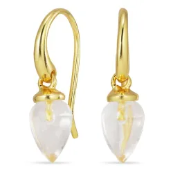 klar kvarts örhängen i förgyllt silver - Loom Stones