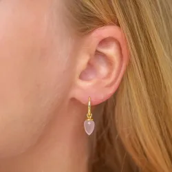 rosa kvarts örhängen i förgyllt silver - Loom Stones