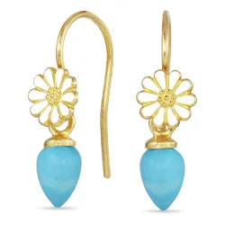 prästkrage turkis öronkrokar i förgyllt silver