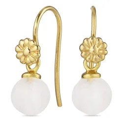 blommor månsten öronkrokar i förgyllt silver