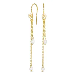 långa pärla kedja örhängen i förgyllt silver