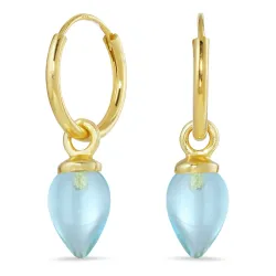 12 mm blå kristal creol i förgyllt silver