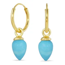 12 mm turkis creol i förgyllt silver