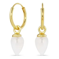 12 mm månsten creol i förgyllt silver