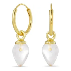 12 mm klar kvarts creol i förgyllt silver