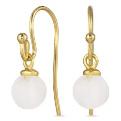 8 mm månsten öronkrokar i förgyllt silver