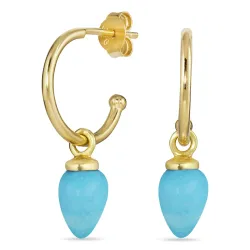 12 mm turkis halvcreol i förgyllt silver