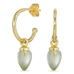 12 mm grön kristal creol i förgyllt silver