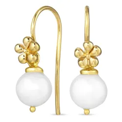 blommor pärla örhängen i förgyllt silver