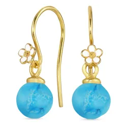 prästkrage syntetisk turkis öronkrokar i förgyllt silver