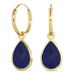 droppe jadesten creol i förgyllt silver