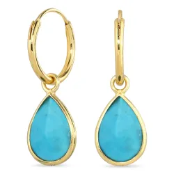 droppe turkis creol i förgyllt silver