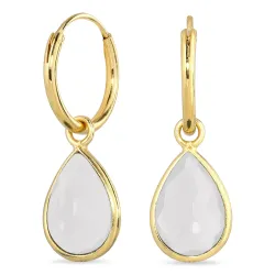 droppe månsten creol i förgyllt silver