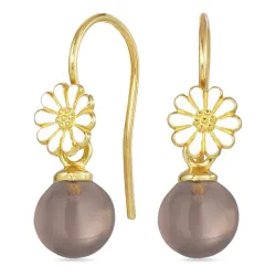 prästkrage rökfärgad kvarts öronkrokar i förgyllt silver