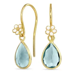 prästkrage ljusblå kristal öronkrokar i förgyllt silver