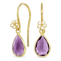 prästkrage lila kristal öronkrokar i förgyllt silver