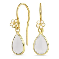 prästkrage månsten öronkrokar i förgyllt silver