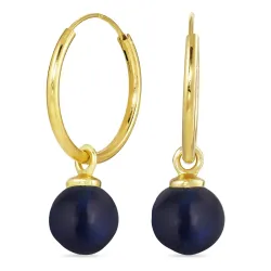 18 mm syntetisk blå safir creol i förgyllt silver