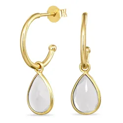 12 mm klar kvarts halvcreol i förgyllt silver