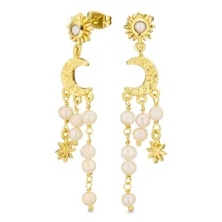 måne och stjärna örhängen i förgylld mässing - Eliné