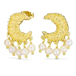 måne pärla örhängen i förgylld mässing - Eliné