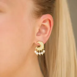 måne pärla örhängen i förgylld mässing - Eliné