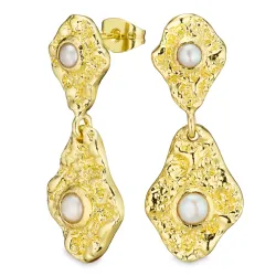 pärla örhängen i förgylld mässing - Eliné