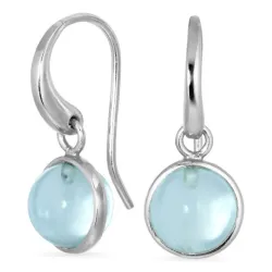 runda blå kristal örhängen i försilvrad mässing - Loom Stones