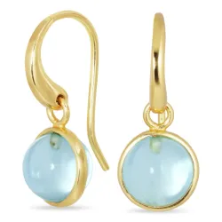 runda blå kristal örhängen i förgylld mässing - Loom Stones