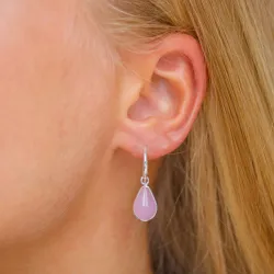 droppe rosa krystal örhängen i försilvrad mässing