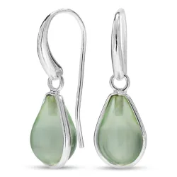 droppe ljusgrön kristal örhängen i försilvrad mässing