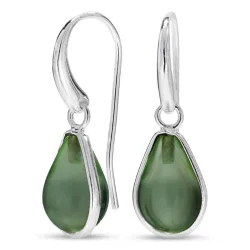 droppe grön kristal örhängen i försilvrad mässing