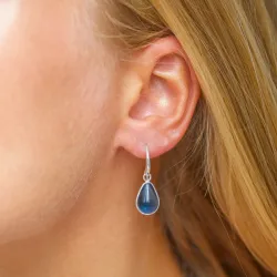 droppe mörkblå mörkblå kristal örhängen i försilvrad mässing