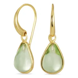 droppe grön kristal örhängen i förgylld mässing - Loom Stones