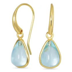 droppe blå kristal örhängen i förgylld mässing - Loom Stones