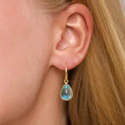 droppe blå kristal örhängen i förgylld mässing - Loom Stones