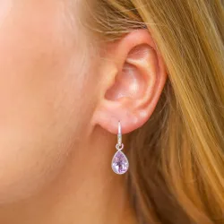 droppe lila ametist örhängen i försilvrad mässing - Loom Stones