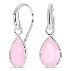 droppe rosa krystal örhängen i försilvrad mässing - Loom Stones