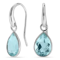 droppe blå kristal örhängen i försilvrad mässing - Loom Stones