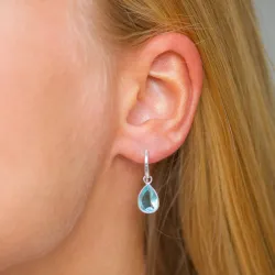 droppe blå kristal örhängen i försilvrad mässing - Loom Stones