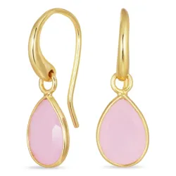 droppe rosa krystal örhängen i förgylld mässing - Loom Stones