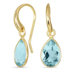 droppe blå kristal örhängen i förgylld mässing - Loom Stones