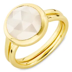 månsten ring i förgylld mässing - Loom Stones