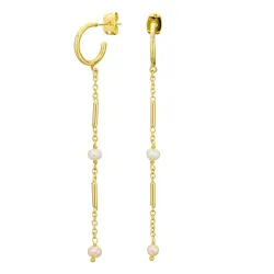 långa pärla kedja örhängen i förgylld mässing - Eliné